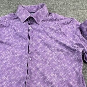 Stone Rose Mens Purple Geometric Print Button Down Shirt Size 4 FRA7224